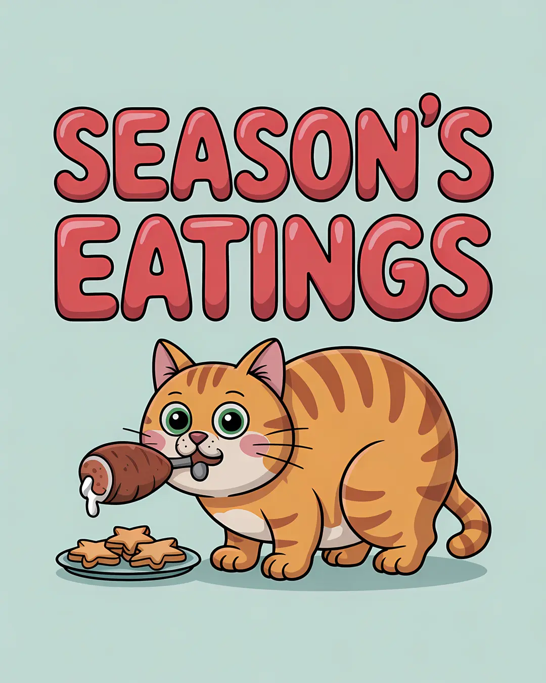 The Season's Eatings Trio · Orange Cat Christmas Art · 3-Piece Printable Set