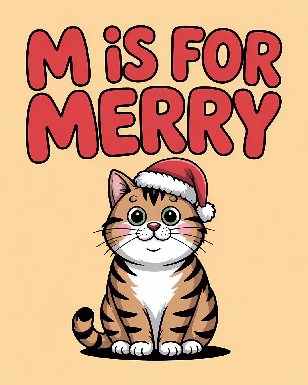 The M Is for Merry Trio · Tabby Cat Christmas Art · 3-Piece Printable Set