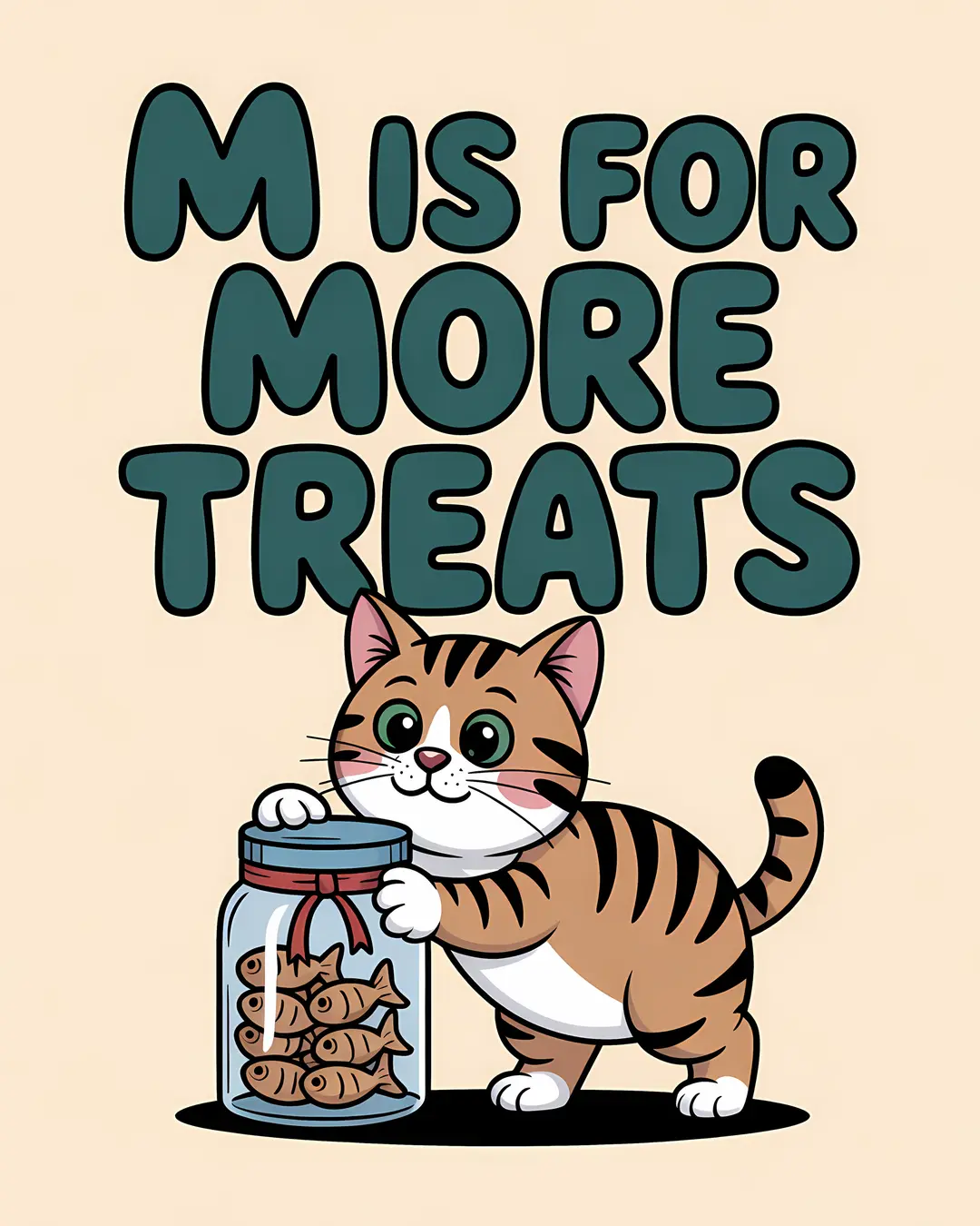The M Is for Merry Trio · Tabby Cat Christmas Art · 3-Piece Printable Set