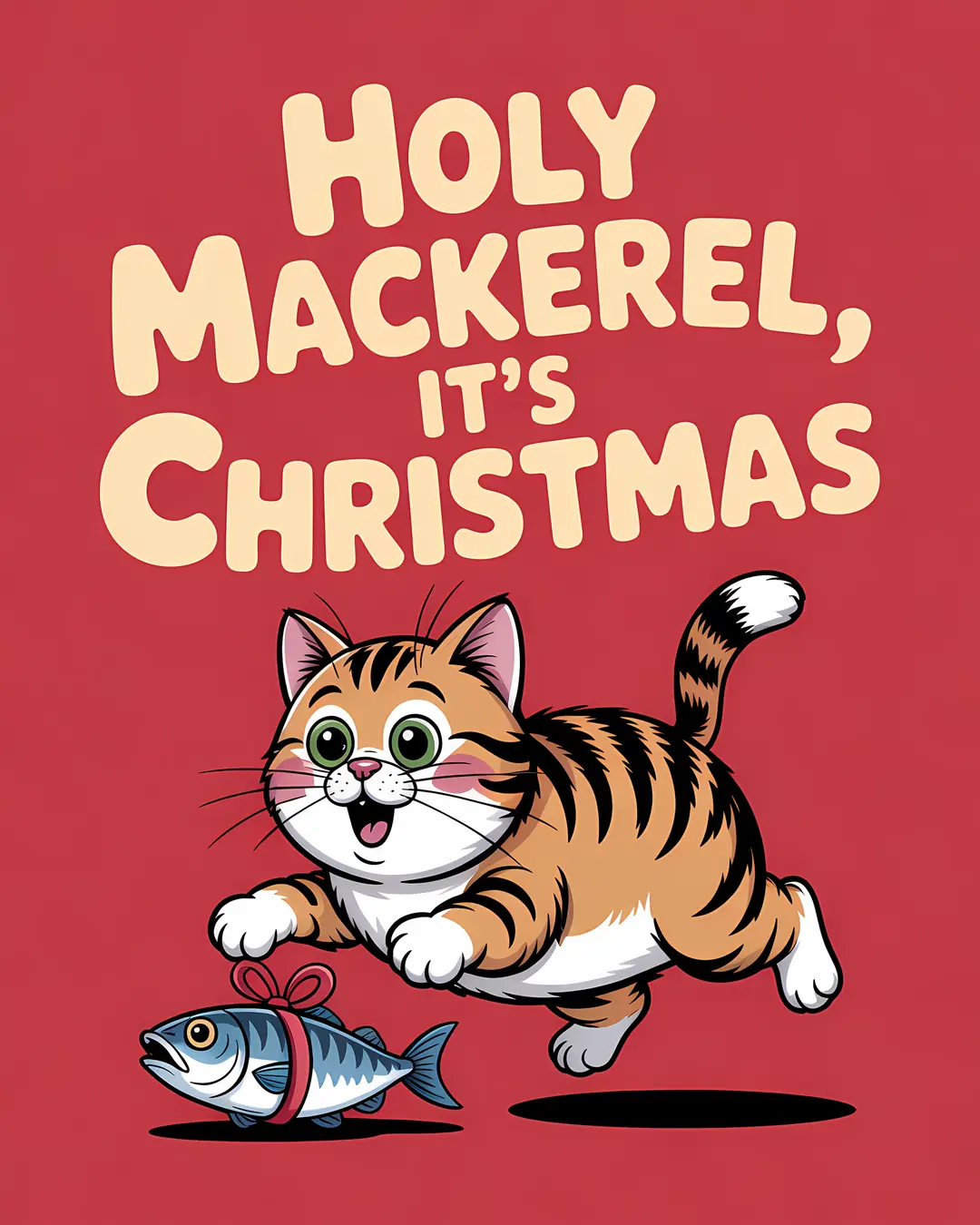 The Holy Mackerel Trio · Tabby Cat Christmas Prints · 3-Piece Printable Set