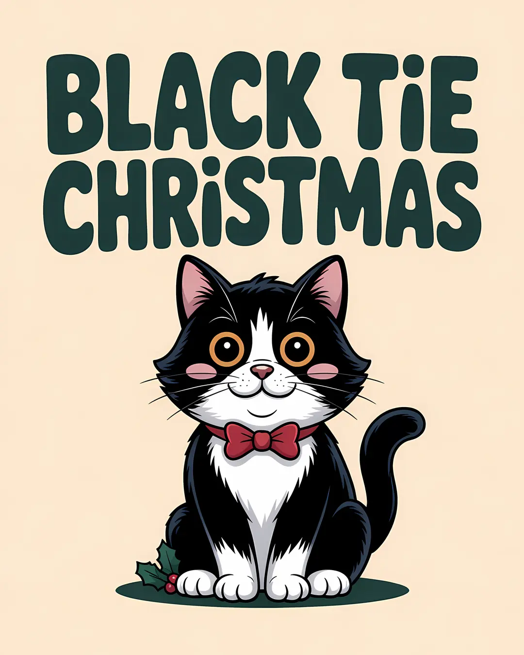The Black Tie Christmas Trio · Tuxedo Cat Christmas Prints · 3-Piece Printable Set