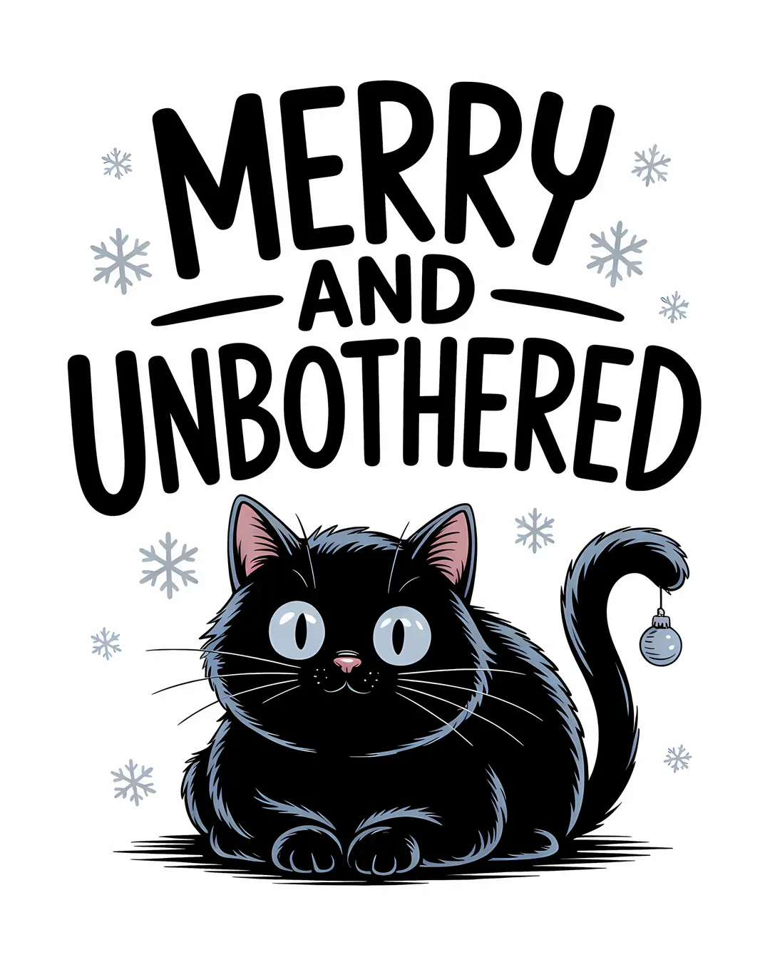 The Merry and Unbothered Trio · Funny Black Cat Holiday Wall Art · 3-Piece Printable Set