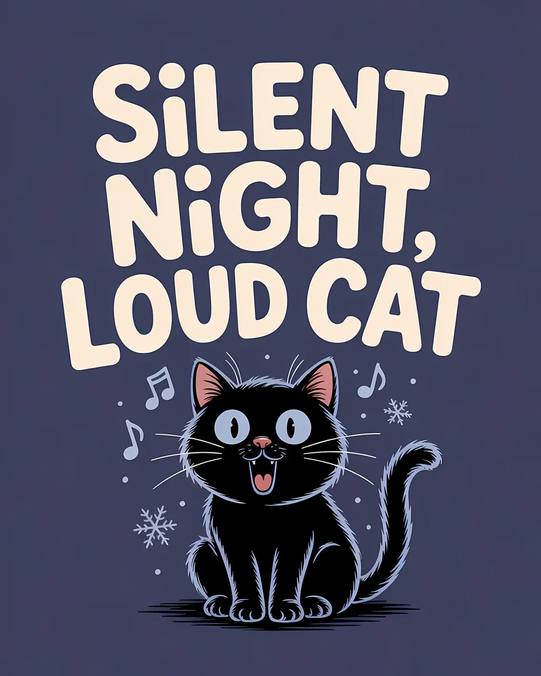 The Silent Night Trio · Funny Black Cat Christmas Carol Prints · 3-Piece Printable Set