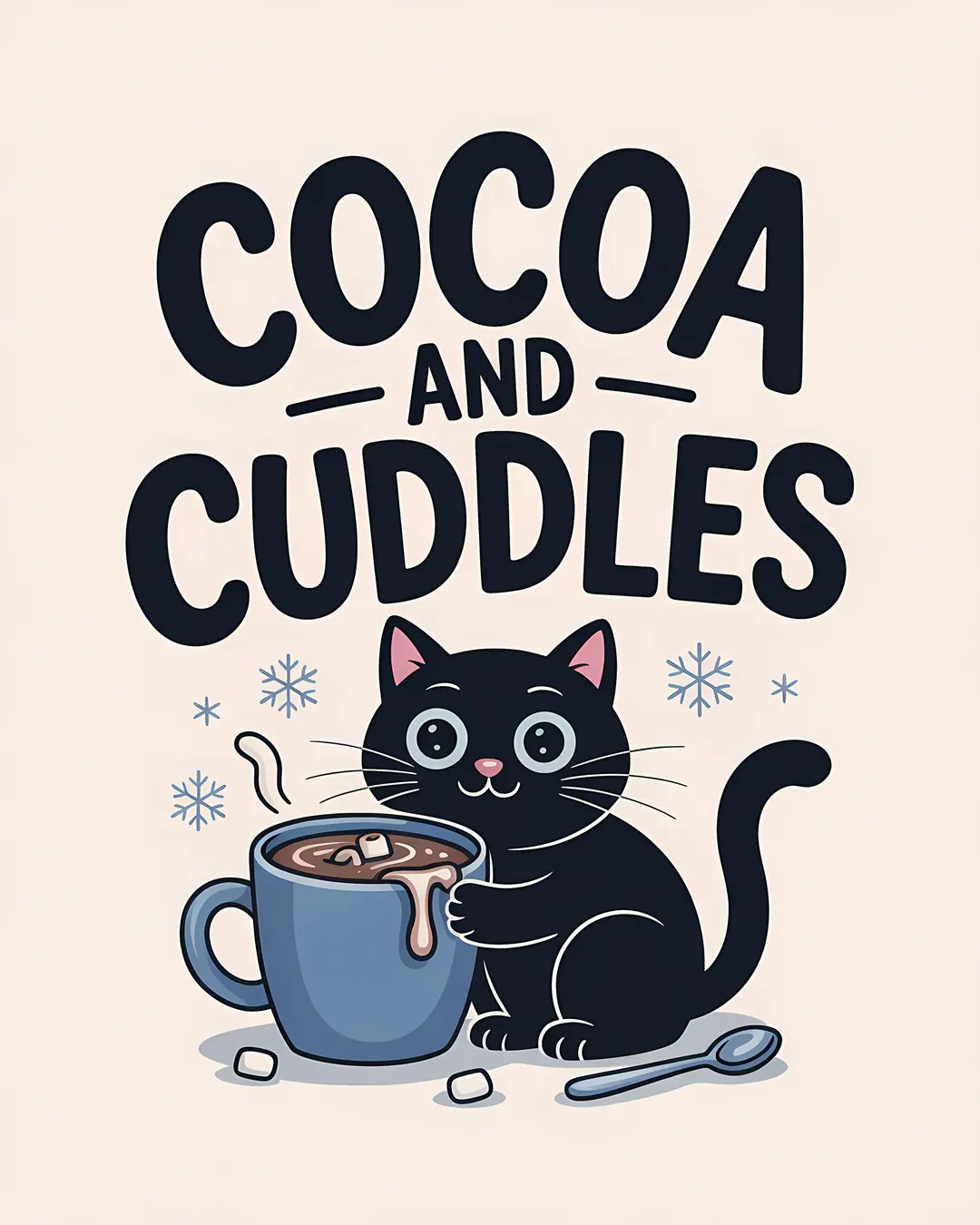 The Cocoa Cat Trio · Hot Cocoa Black Cat Winter Prints · 3-Piece Printable Set