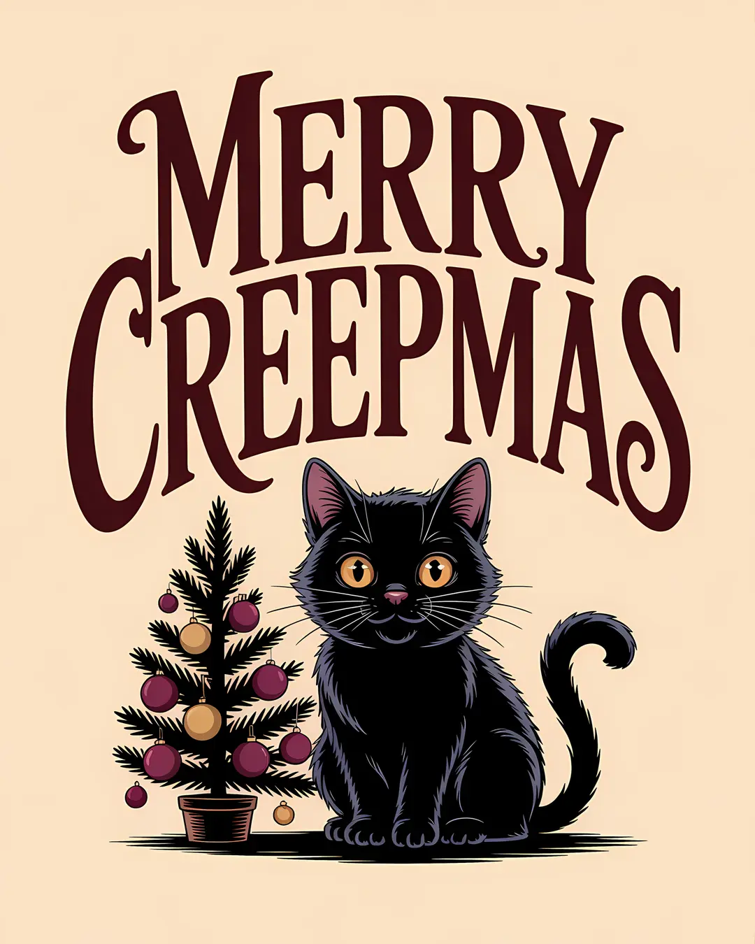 The Season's Creepings Trio · Creepmas Black Cat Prints · 3-Piece Printable Set