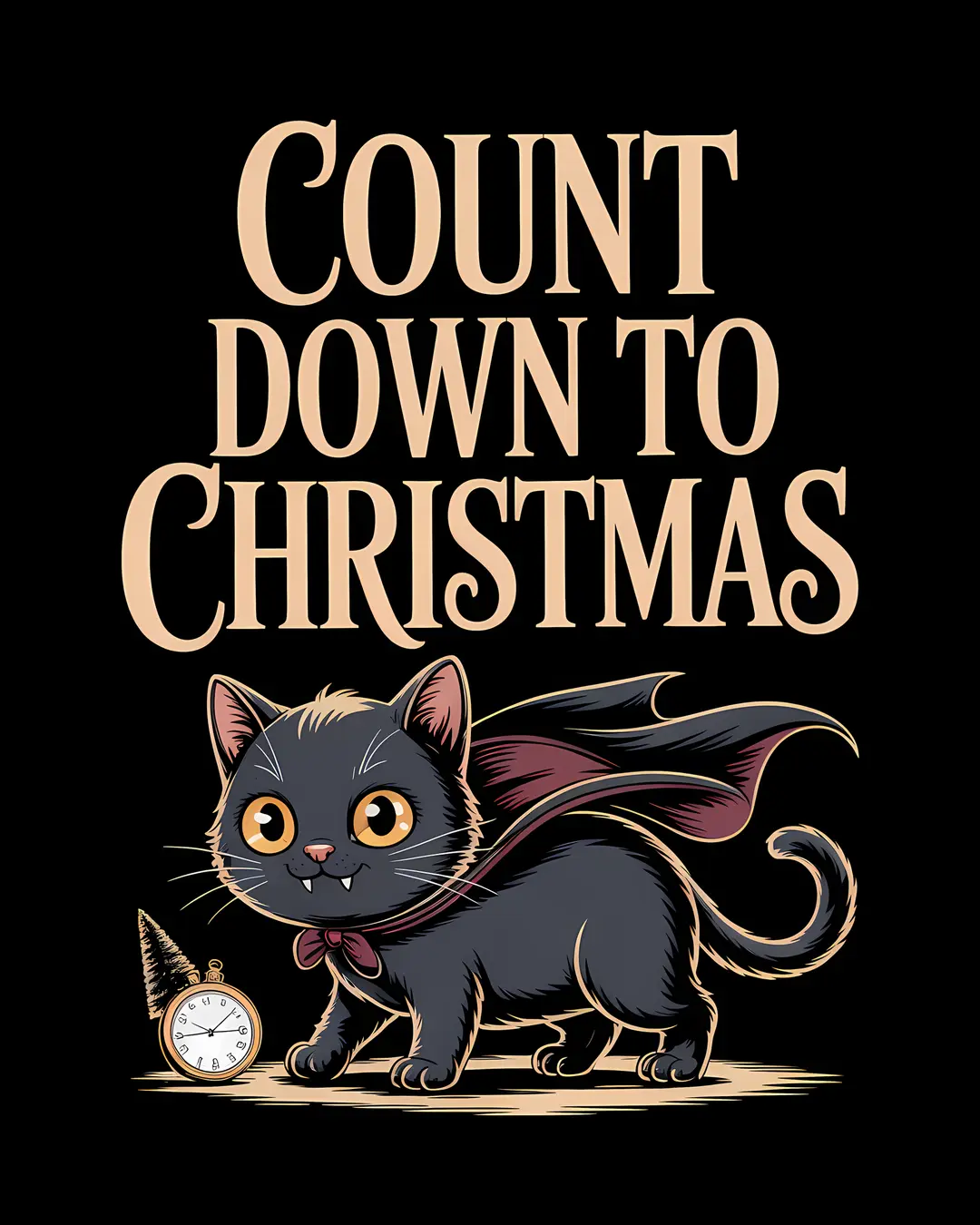 The Count Down Trio · Vampire Cat Christmas Prints · 3-Piece Printable Set