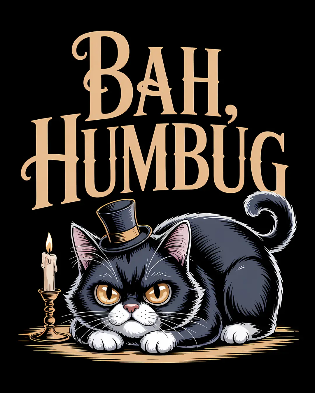 The Bah Humbug Trio · Grumpy Victorian Cat Prints · 3-Piece Printable Set