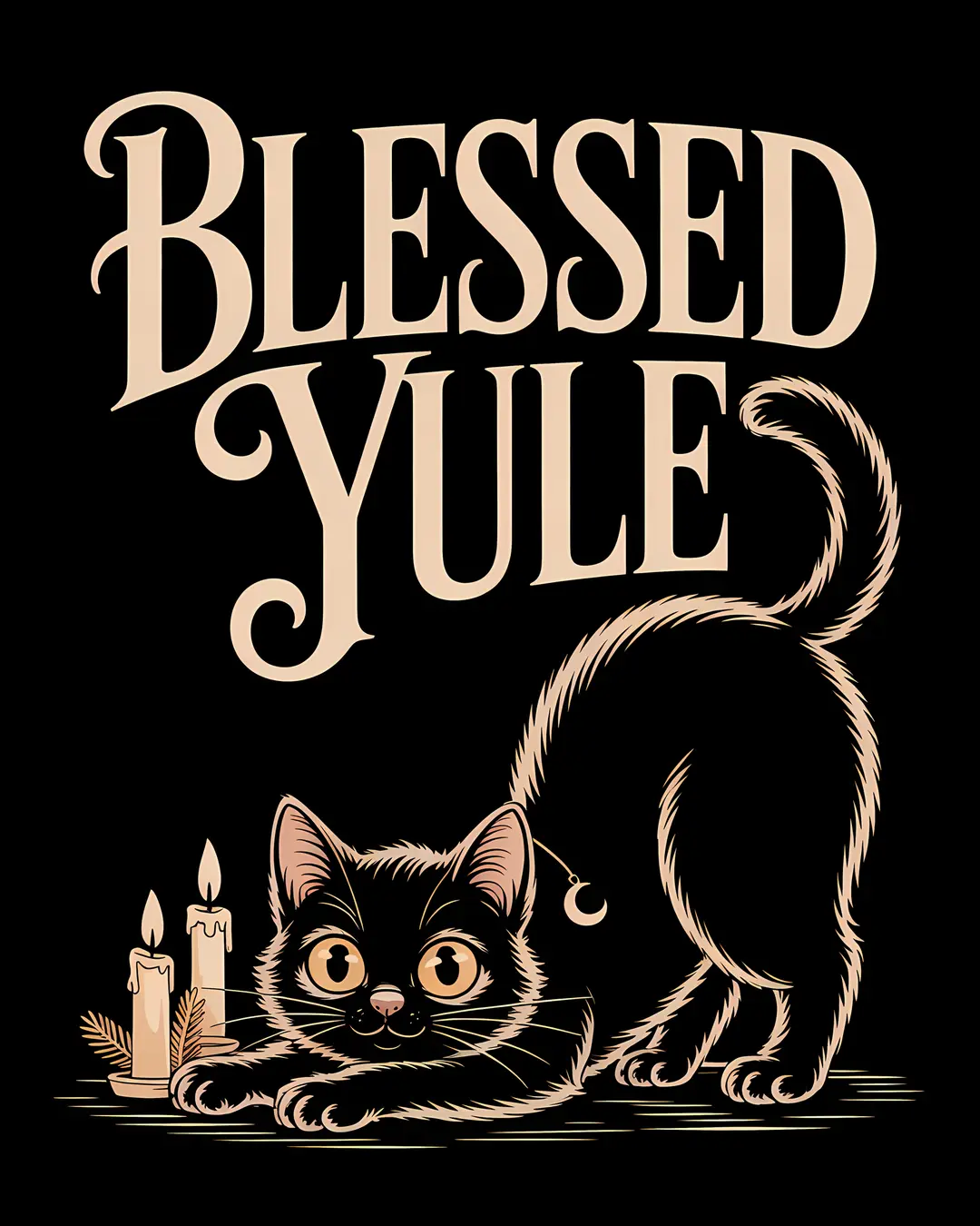 The Blessed Yule Trio · Witchy Winter Solstice Cat Prints · 3-Piece Printable Set