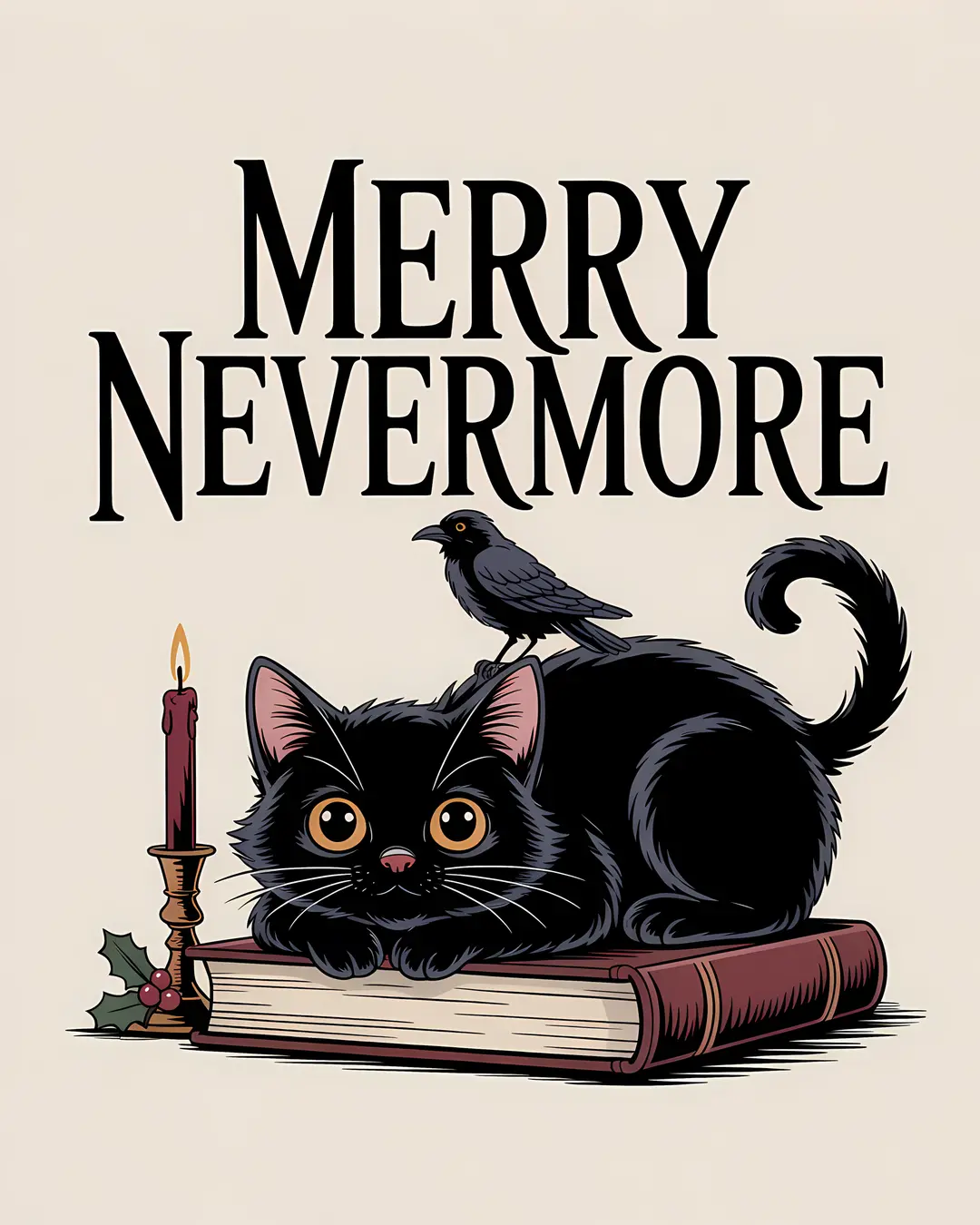 The Merry Nevermore Trio · Edgar Allan Poe Christmas Prints · 3-Piece Printable Set