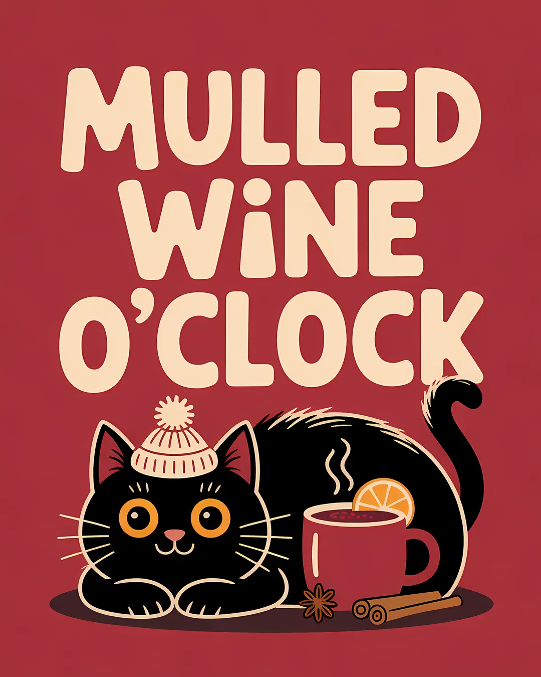 The Mulled Wine Trio · Mulled Wine Black Cat Prints · 3-Piece Printable Set