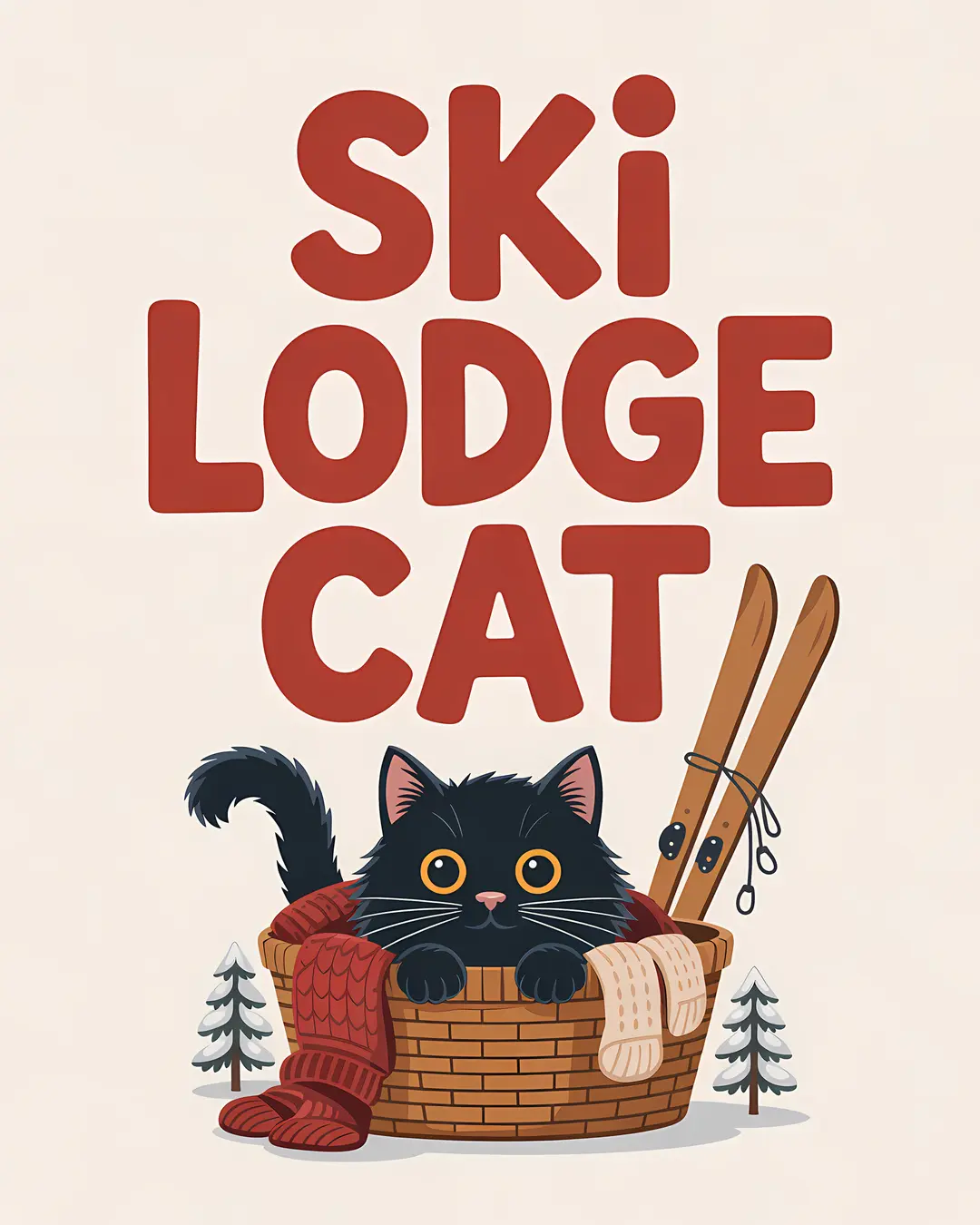 The Ski Lodge Trio · Ski Lodge Black Cat Decor · 3-Piece Printable Set
