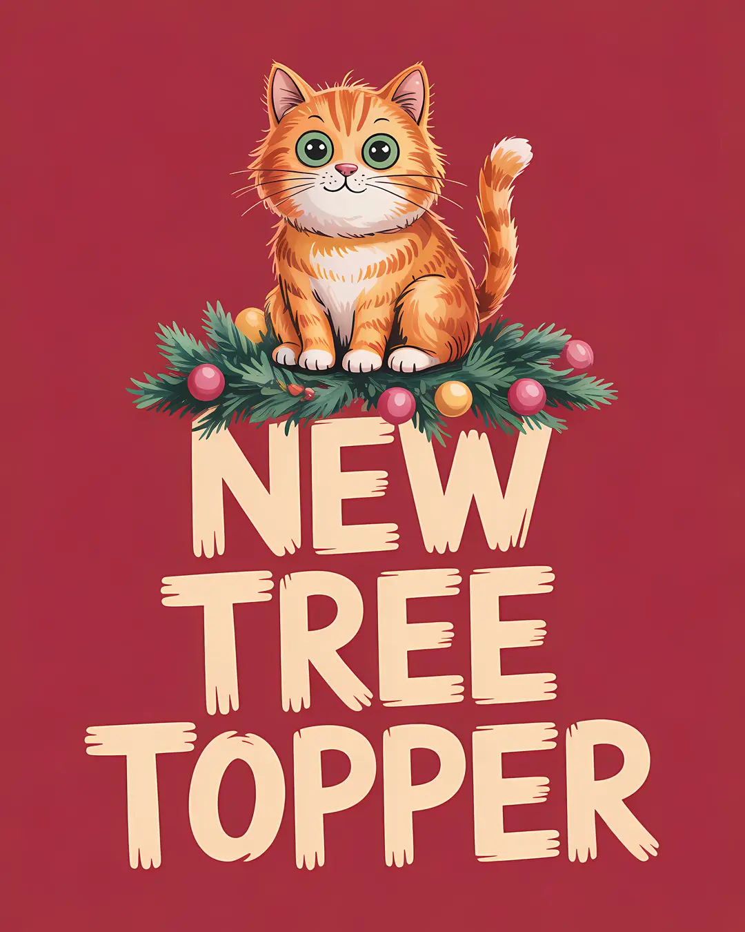 The New Tree Topper Trio · Cat vs Christmas Tree Prints · 3-Piece Printable Set
