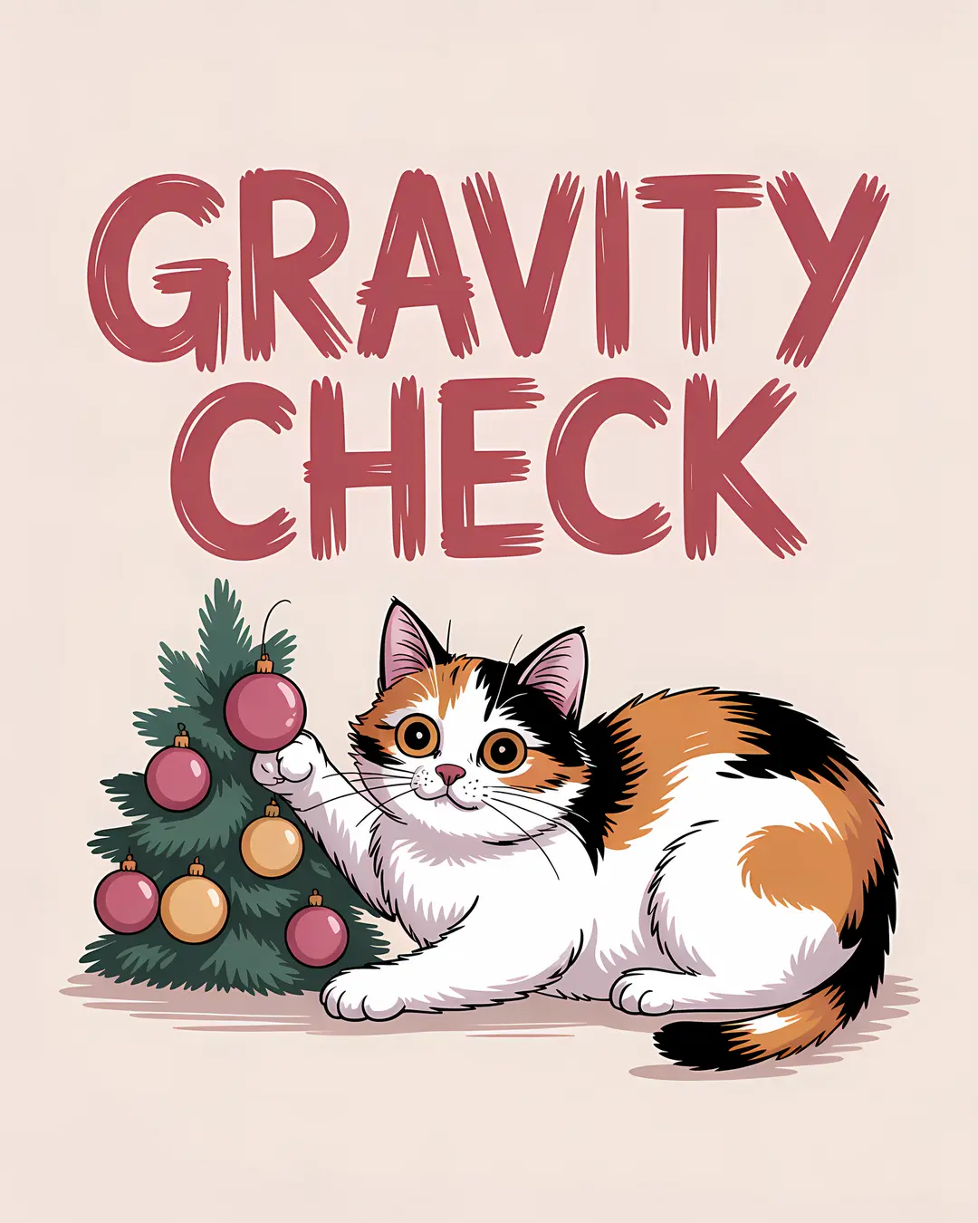 The Bauble Hunter Trio · Funny Cat Christmas Art · 3-Piece Printable Set