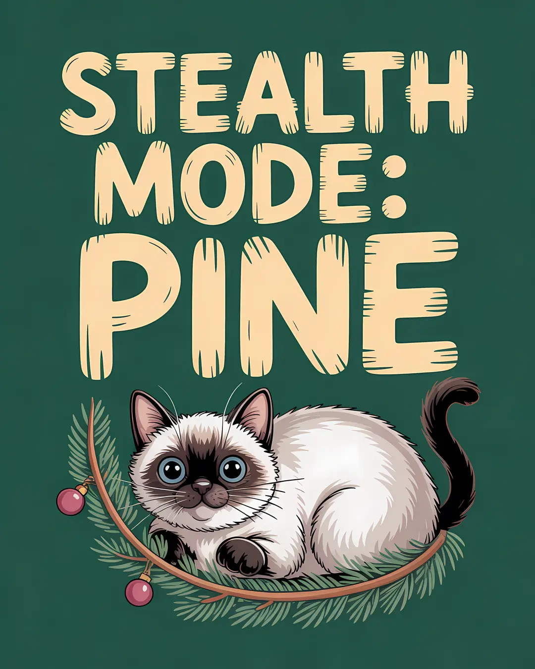 The Tree Ninja Trio · Siamese Cat Christmas Tree Art · 3-Piece Printable Set