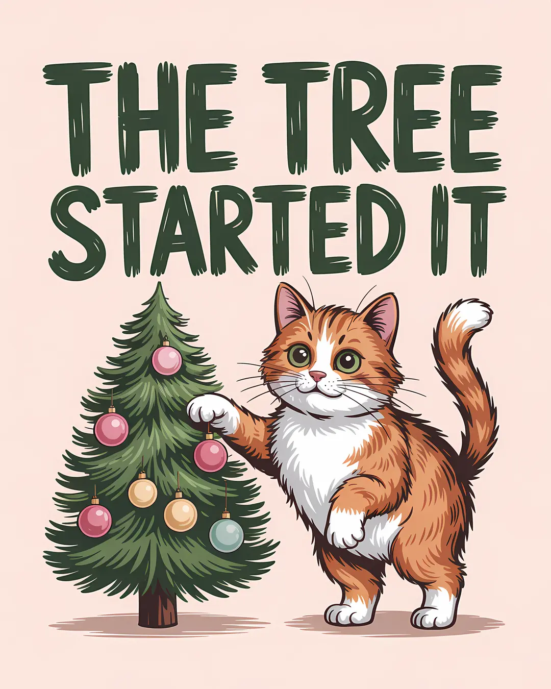 The Tree Started It Trio · Ginger Cat Christmas Tree Art · 3-Piece Printable Set