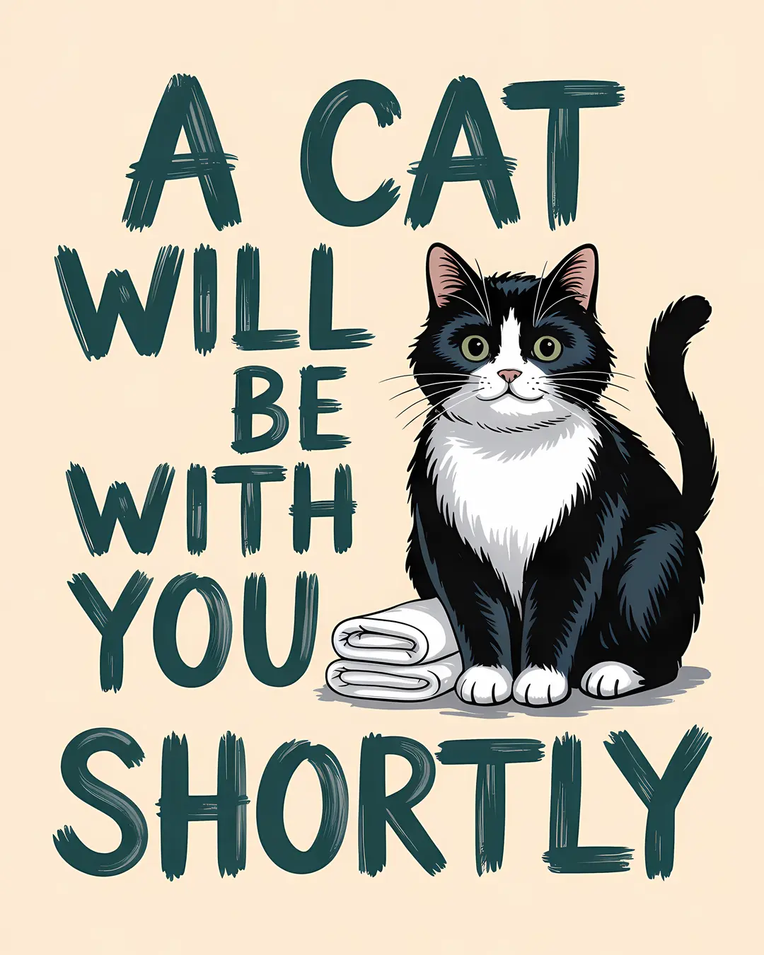 The Be Right With You Trio · Funny Cat Bathroom Art · 3-Piece Printable Set