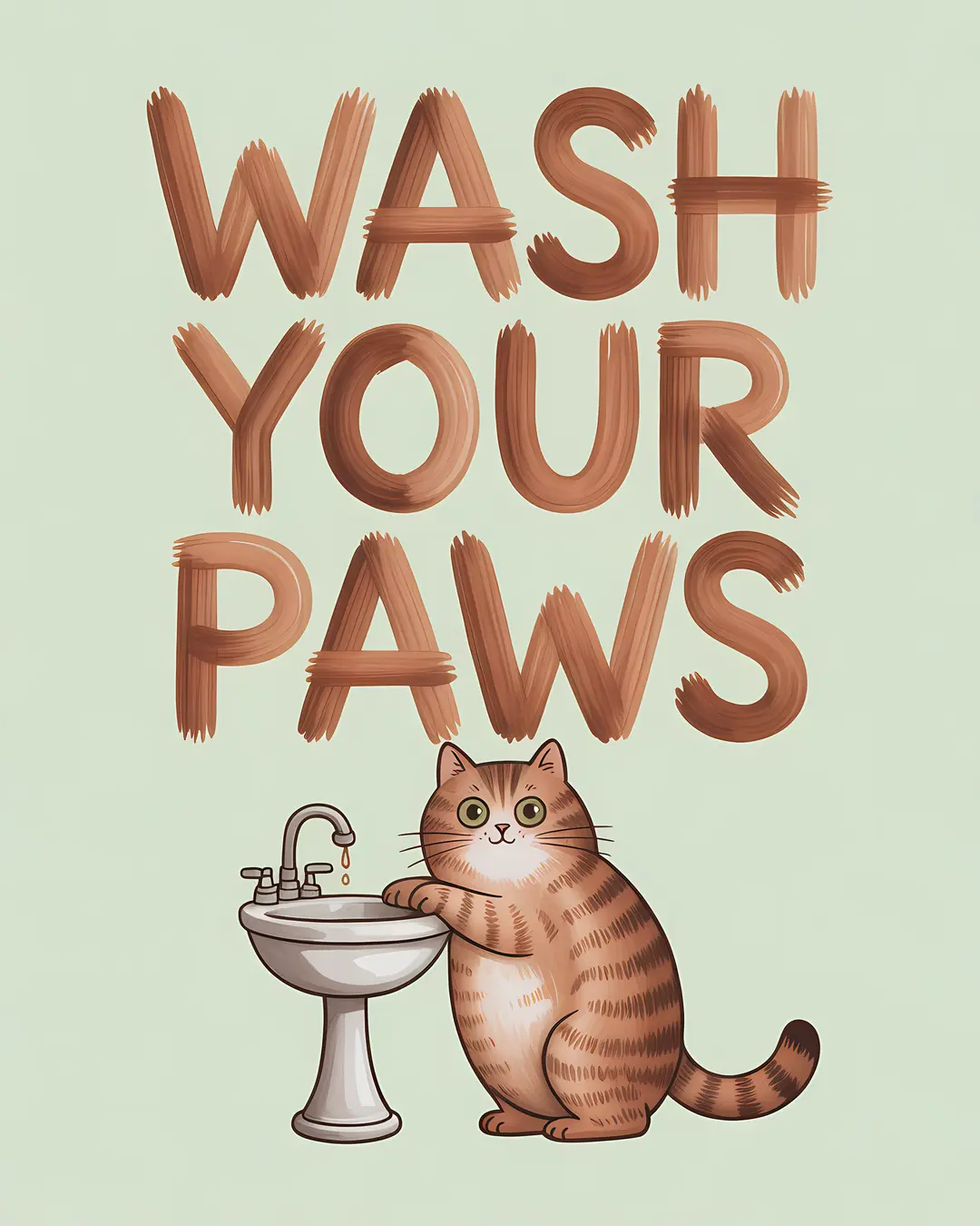 The Wash Your Paws Trio · Funny Cat Bathroom Art · 3-Piece Printable Set