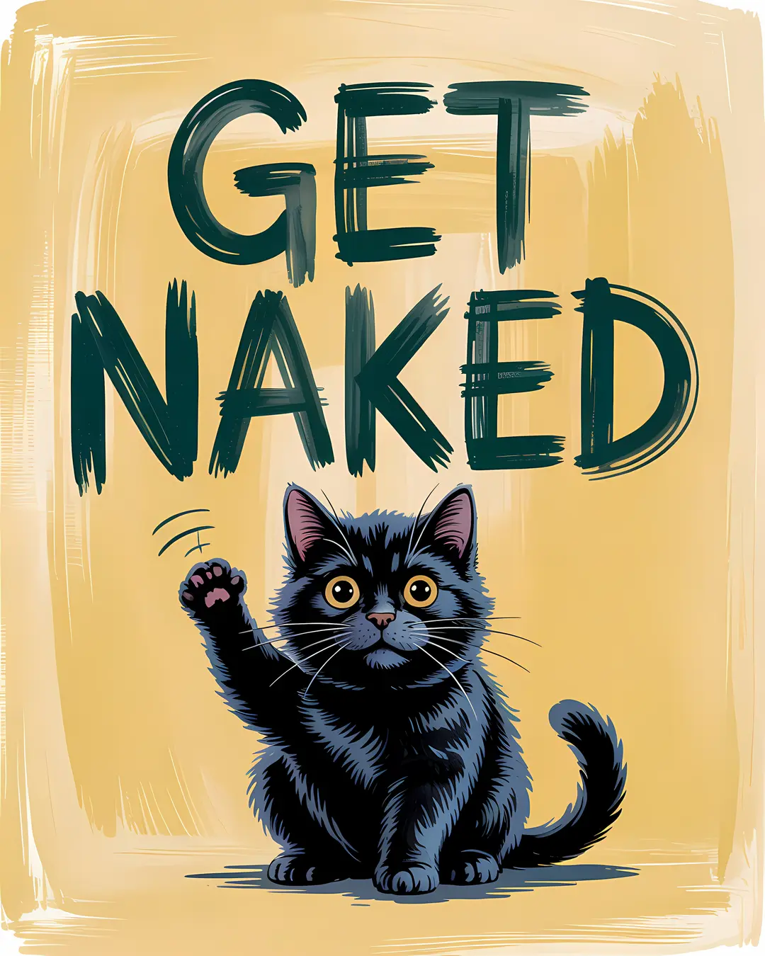 The Get Naked Trio · Funny Cat Bathroom Art · 3-Piece Printable Set