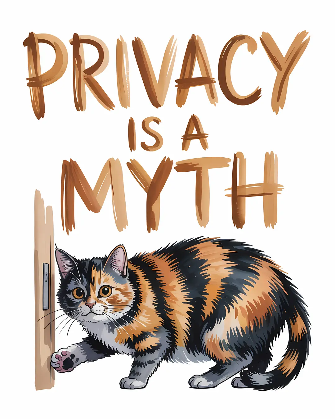 The Privacy Is a Myth Trio · Funny Cat Bathroom Art · 3-Piece Printable Set