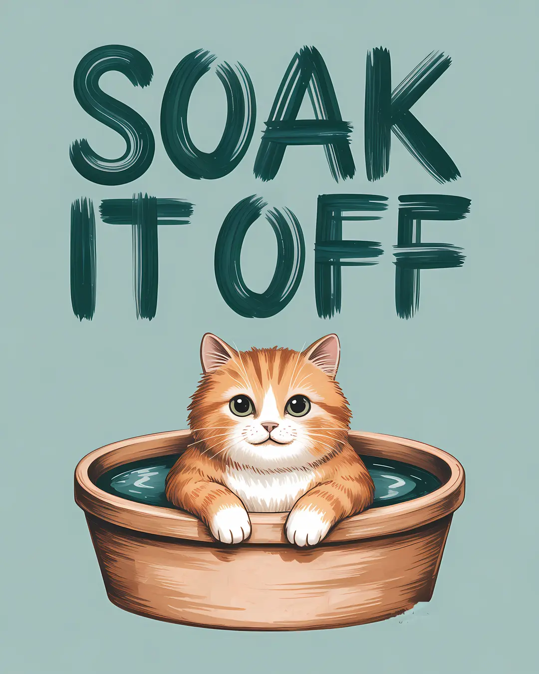 The Soak It Off Trio · Funny Cat Bathroom Art · 3-Piece Printable Set